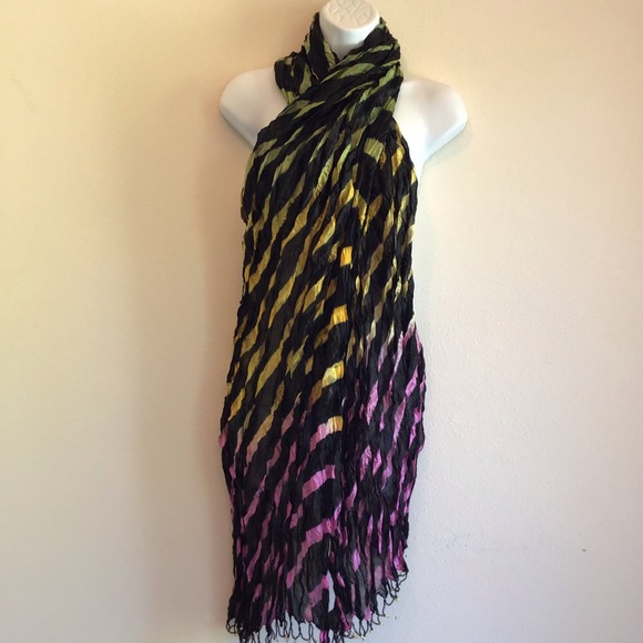 New Black Beach Striped Scarf Wrap Pareo - Picture 9 of 12